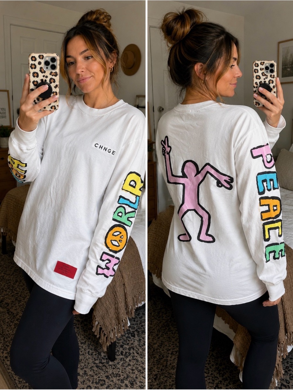 Authentic Chnge World Peace Long Sleeve Shirt Sz Small Unisex
